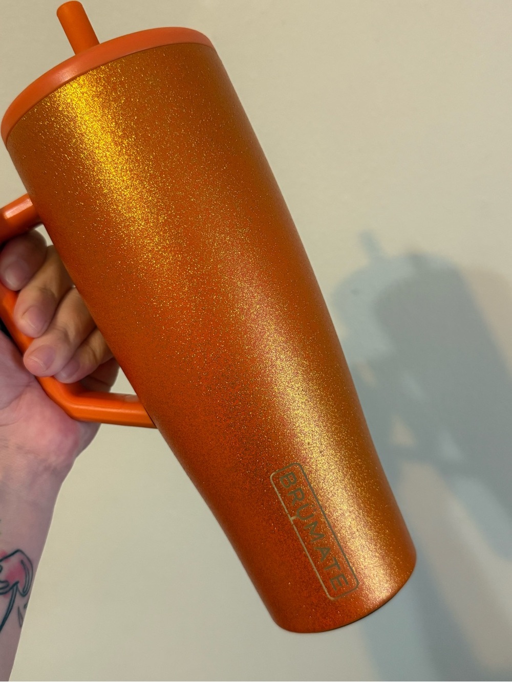 Brumate Sparkle Orange Travel Tumbler with Handle